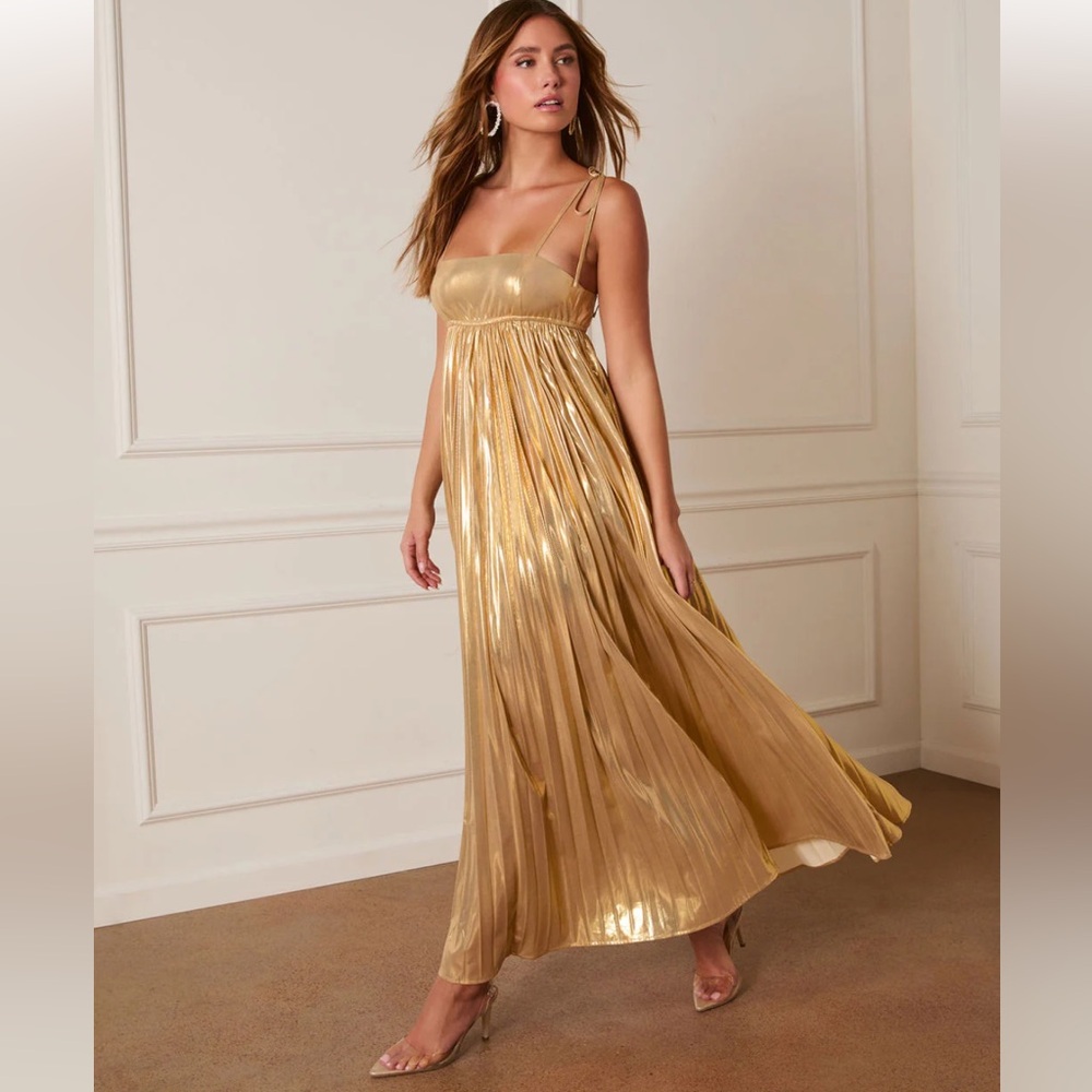 VICI Night Glow Pleated Metallic Maxi Dress - Picture 2 of 13